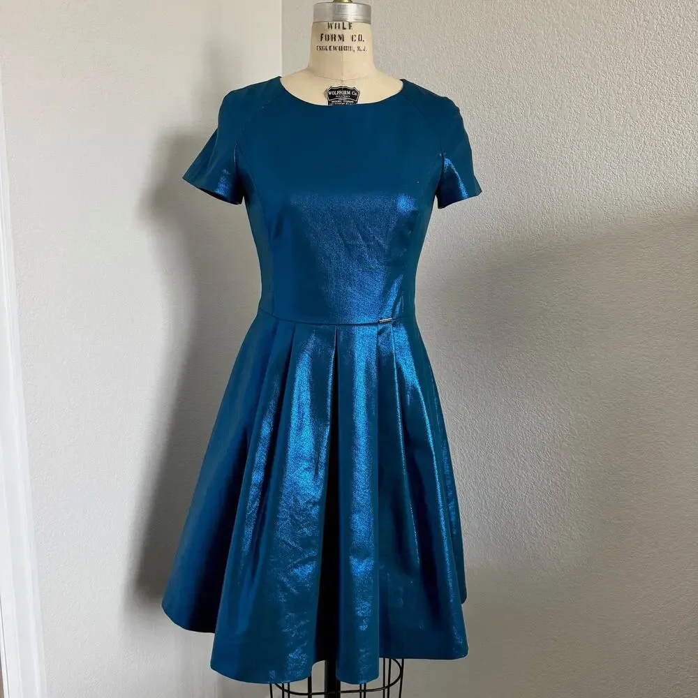 Monarri | Irridescent Blue Fit & Flare Dress size 36 European (4/6 U.S.) - Picture 1 of 12